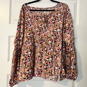 NWOT SHEIN Floral Babydoll Long Sleeve Top